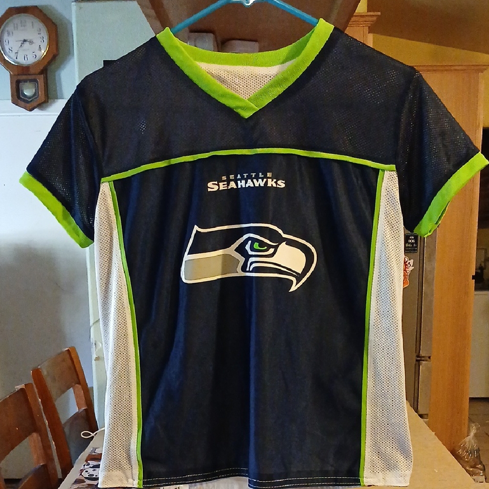 Seattle Seahawks Navy and Lime Green Jersey unisex youth M